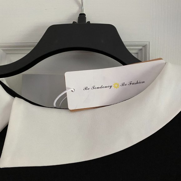 Black dress with white cuffs - SZ 16 runs small - Picture 2 of 3